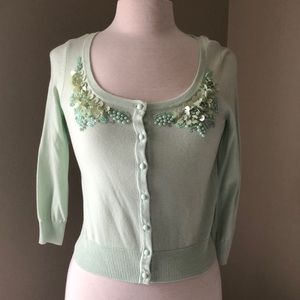 Mint green embellished cardigan